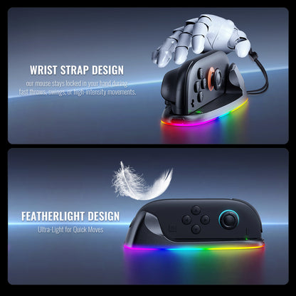 Nintendo Switch 2 Joy-Con Charging Mouse Dock | RGB LED Charging Station with Wireless Optical Mouse | Rechargeable NS2 Controller Dock with RGB Lighting [2025 New Version]