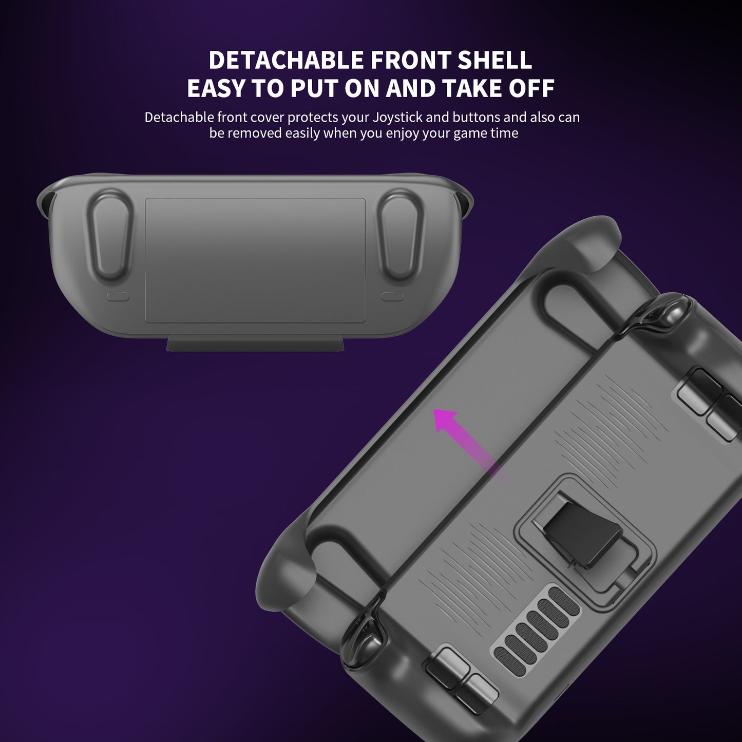 Steam Deck Full Protection Case with Front Cover & Cooling Stand | Shockproof TPU Shell | Built-in Adjustable Stand | Anti-Slip Grip | Fits All Steam Deck Models