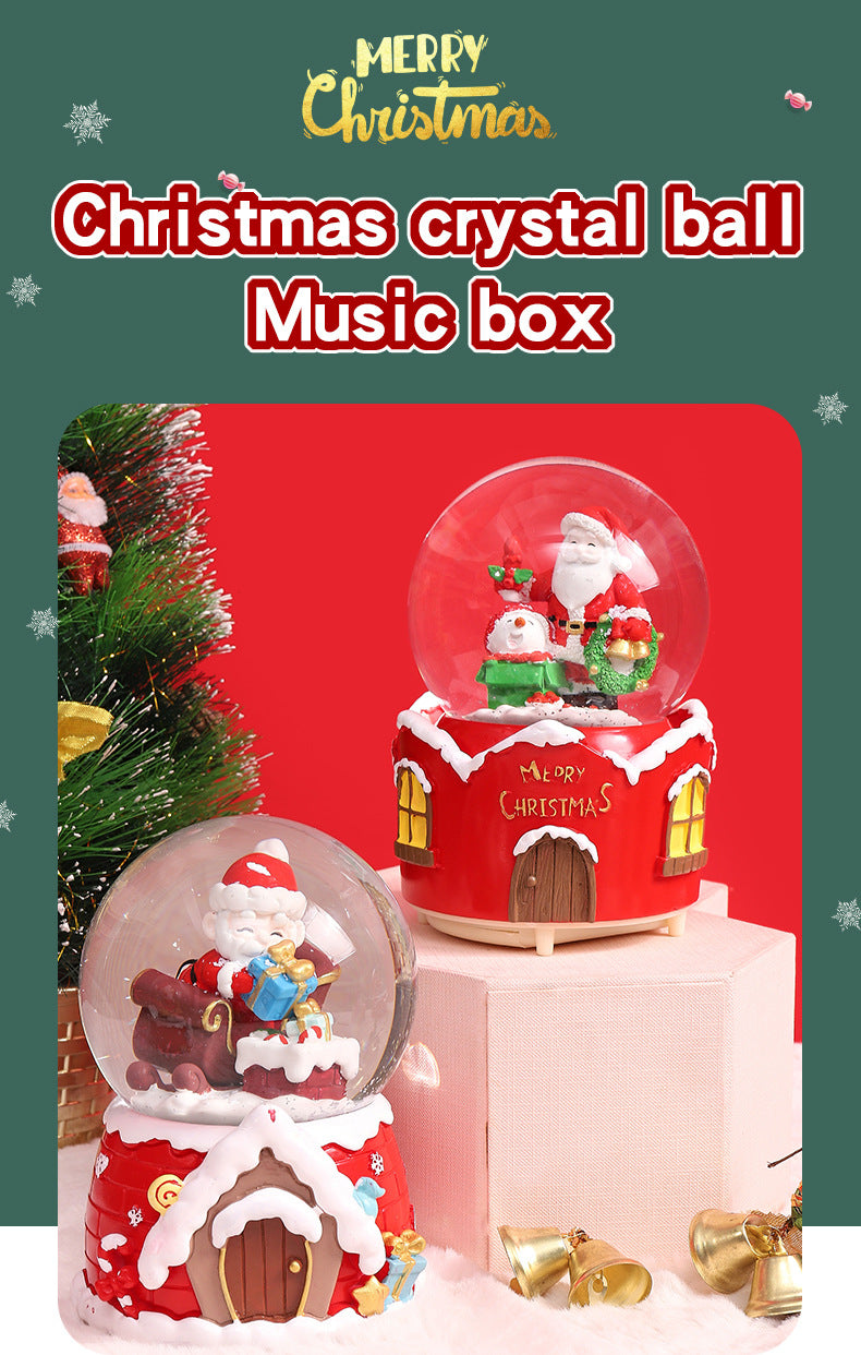 Santa Claus Light-Up Crystal Ball - Automatic Snowfall - Creative Christmas Gift for Classmates - Music Box Desktop Ornament