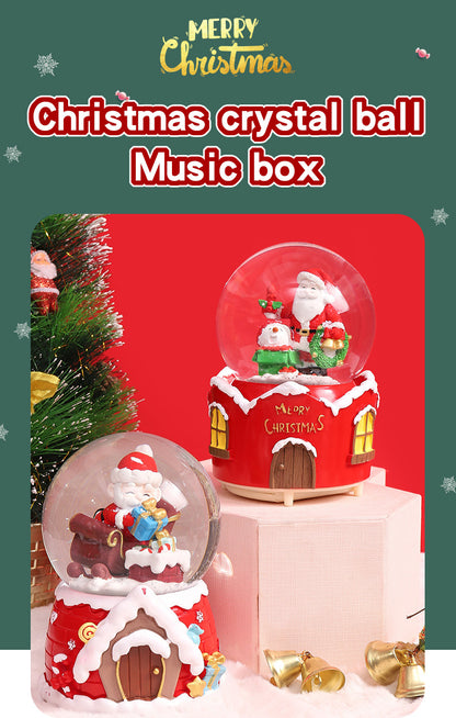 Santa Claus Light-Up Crystal Ball - Automatic Snowfall - Creative Christmas Gift for Classmates - Music Box Desktop Ornament
