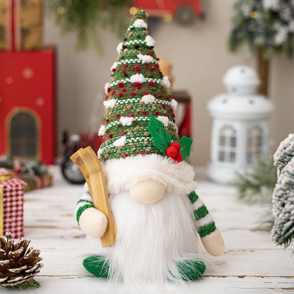 Christmas Rustic Knitted Light-Up Gnome with Reindeer Design – Festive LED Rudolph Gnome Figurine for American Country-Style Holiday Decor