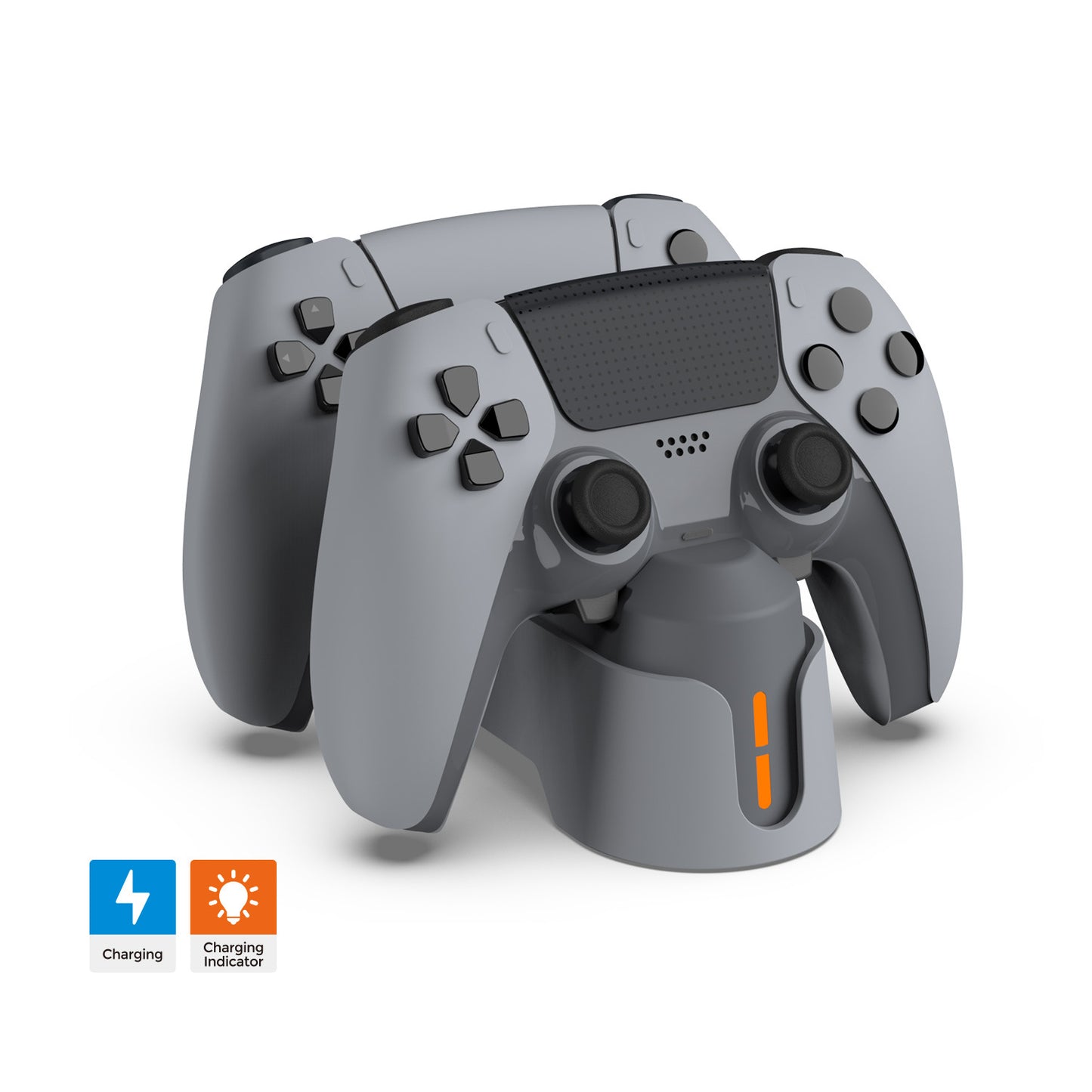 "PS5 Dual Controller Charging Station with Blue LED Indicators | Fast Wireless Charger Dock for Sony PlayStation 5 | 4.7×3×7in Compact Design | Includes 31in Type-C Cable (Official Style)"