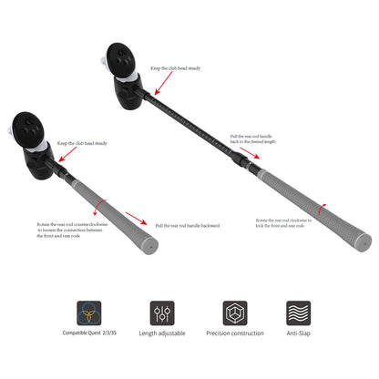 "Meta Quest 3S/Quest 3/Quest 2 Golf Club Attachment - VR Golf Handle Adapter | Realistic Swing Feel | ABS+Aluminum+Silicon Grip | Official Style Golf Club for VR Sports Games"
