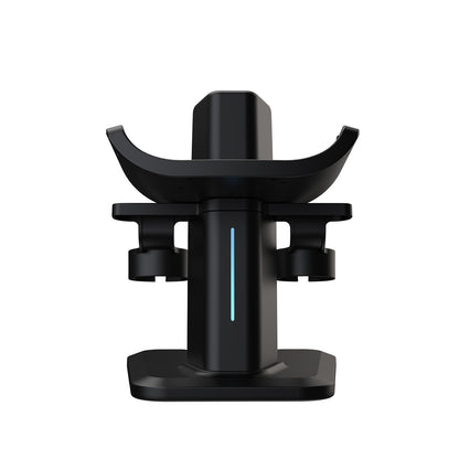 VR Charging Dock Stand Compatible with Quest 3/3S & Vision Pro, RGB Light Desktop Storage Holder with Controller Organizer VR Accessories