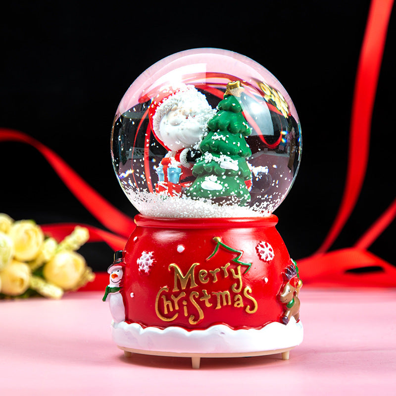 Santa Claus Light-Up Crystal Ball - Automatic Snowfall - Creative Christmas Gift for Classmates - Music Box Desktop Ornament