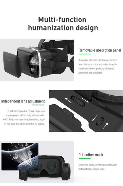 SHINECON G04E/A VR Headset 6th Generation - 3D Virtual Reality Glasses with Headphones & Game Controller for Smartphones | Compatible with iOS Android | 100° FOV | Immersive Mobile VR Gaming & Video Experience