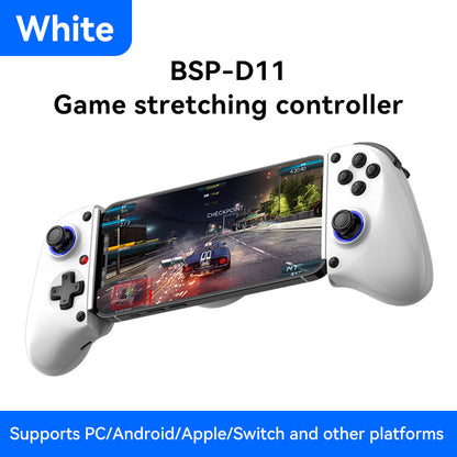 D11/D11S Telescopic Bluetooth Game Controller for Switch/PC/Android/iOS - Hall Effect Triggers, 6-Axis Gyro, Vibration, Xbox Cloud Streaming - White/Black (D11S with Cooling Fan)