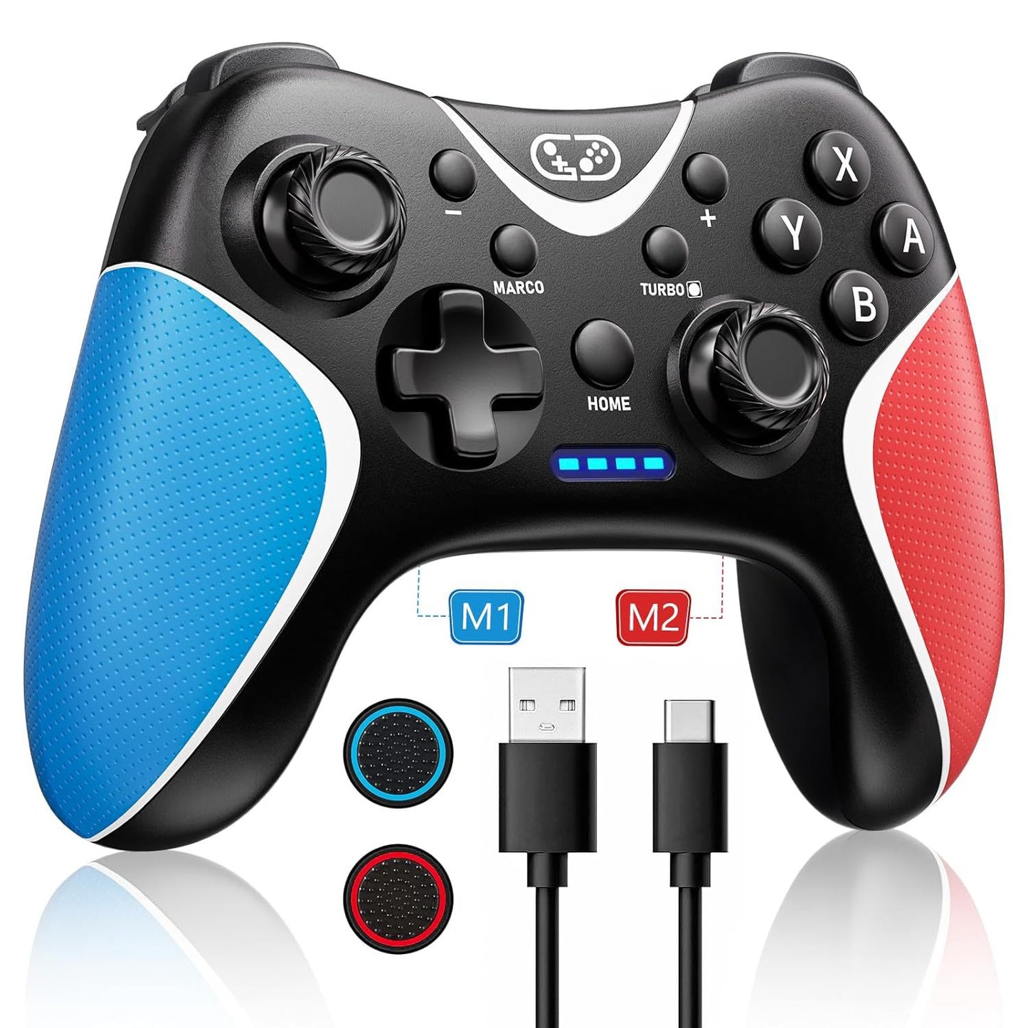 Switch Pro Wireless Controller with Programmable Back Buttons | Bluetooth Gamepad for Nintendo Switch/PC | Turbo/Motion Controls | HD Vibration | 5.7" x 4.7" x 2.4" (14.5x12x6cm)