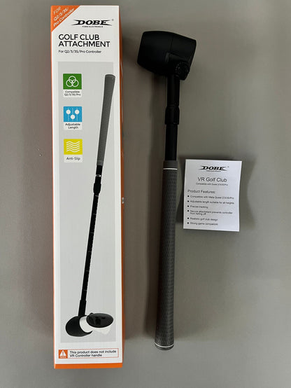 "Meta Quest 3S/Quest 3/Quest 2 Golf Club Attachment - VR Golf Handle Adapter | Realistic Swing Feel | ABS+Aluminum+Silicon Grip | Official Style Golf Club for VR Sports Games"