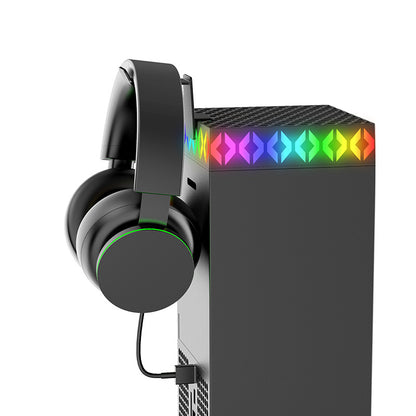 Xbox Series X Cooling Fan with RGB Lights & Headset Stand - Temperature Control Cooling System with Headphone Mount Holder | Vertical Console Stand with LED Lighting | Xbox Accessories