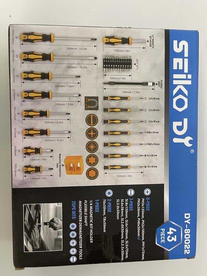 43pcs Steel Magnetic Screwdrivers Set, Black And Yellow, with Case, Slotted Hex Torx Bits Precision Screwdriver Rod Set, Professional, Durable