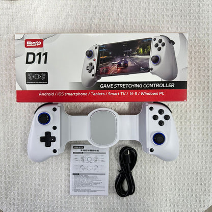 D11/D11S Telescopic Bluetooth Game Controller for Switch/PC/Android/iOS - Hall Effect Triggers, 6-Axis Gyro, Vibration, Xbox Cloud Streaming - White/Black (D11S with Cooling Fan)