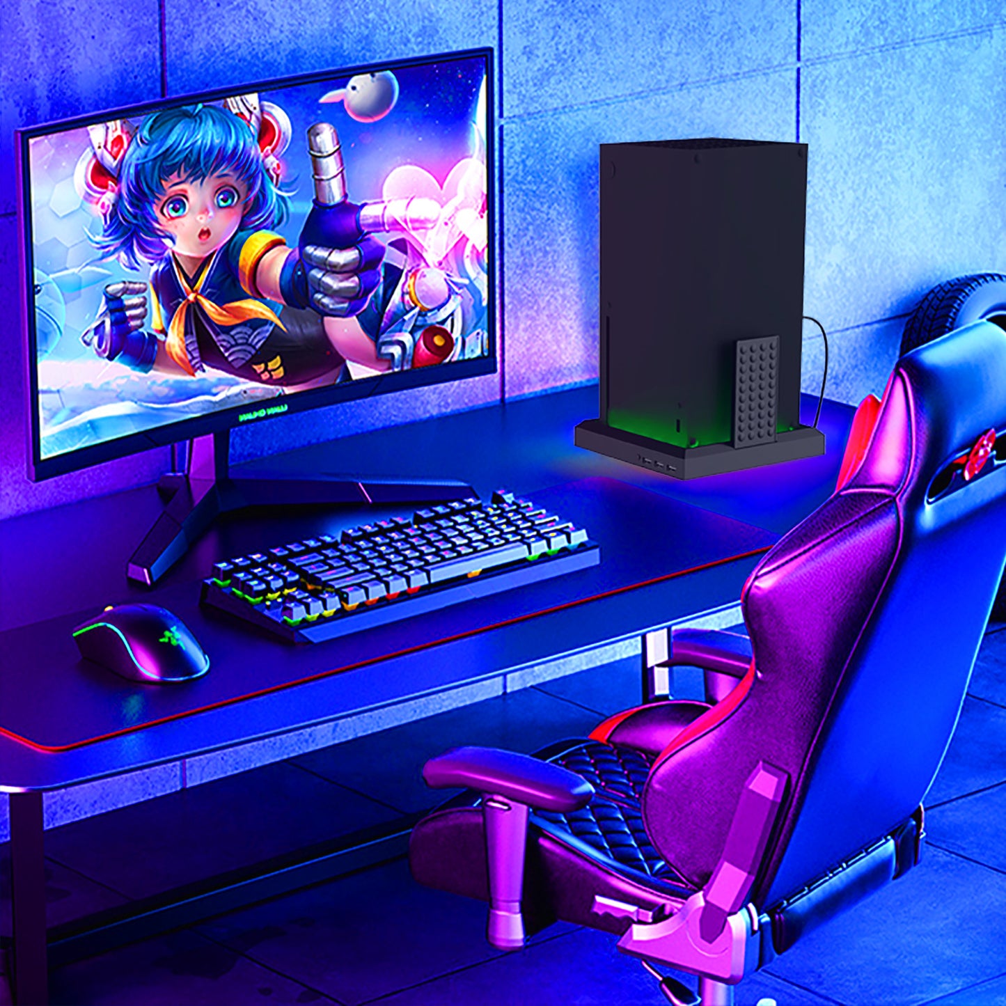 Xbox Series X/S Controller Charging Dock with RGB LED Base & Ambient Lighting | Officially Licensed Cooling Stand for Xbox Series X/S Console | Dual Controller Charger Station with 7-Color RGB Effects [Australia Stock]