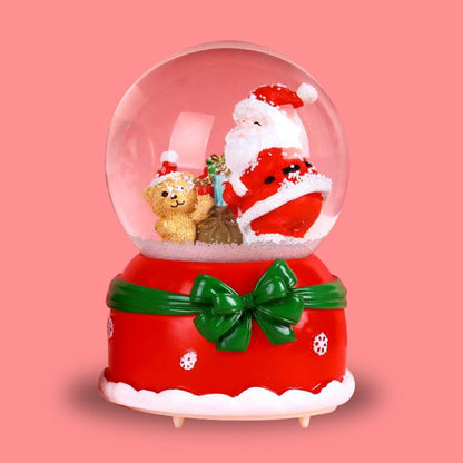 Santa Claus Light-Up Crystal Ball - Automatic Snowfall - Creative Christmas Gift for Classmates - Music Box Desktop Ornament