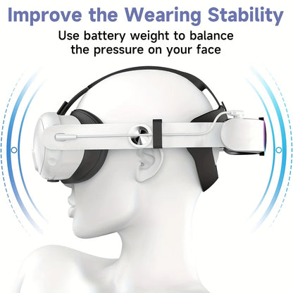 Oculus Quest 3 Elite Head Strap with 10000mAh Battery Pack - Enhanced Comfort & Extended Playtime for Meta Quest 3/3S, Fast Charging, Adjustable Support