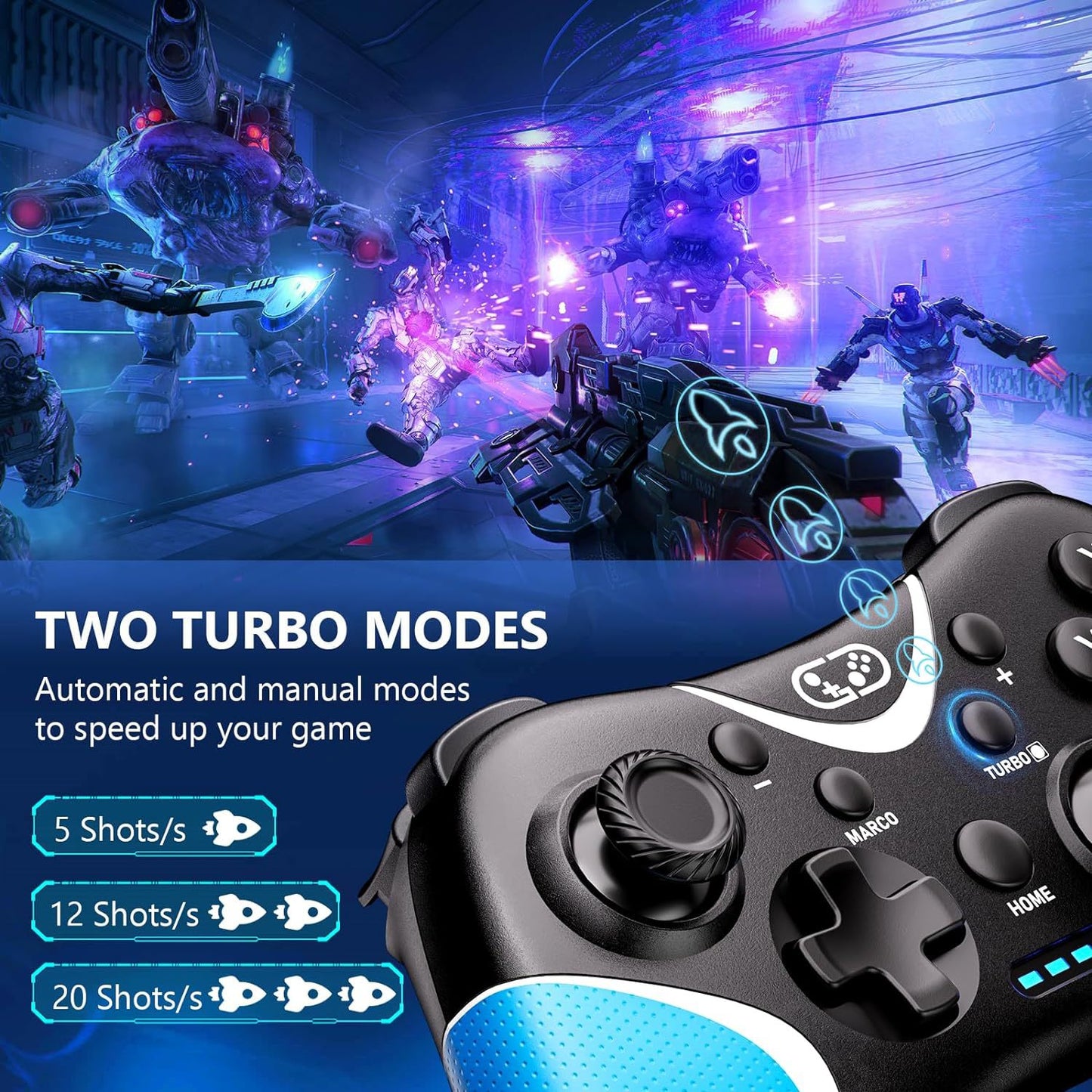 Switch Pro Wireless Controller with Programmable Back Buttons | Bluetooth Gamepad for Nintendo Switch/PC | Turbo/Motion Controls | HD Vibration | 5.7" x 4.7" x 2.4" (14.5x12x6cm)