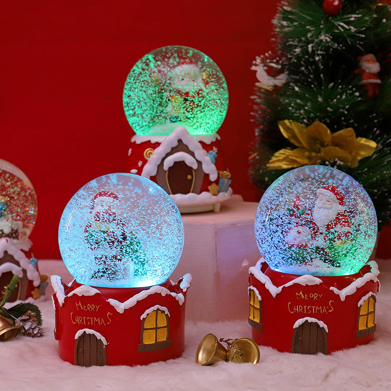 Santa Claus Light-Up Crystal Ball - Automatic Snowfall - Creative Christmas Gift for Classmates - Music Box Desktop Ornament
