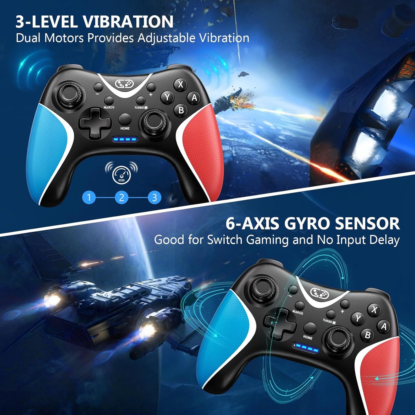 Switch Pro Wireless Controller with Programmable Back Buttons | Bluetooth Gamepad for Nintendo Switch/PC | Turbo/Motion Controls | HD Vibration | 5.7" x 4.7" x 2.4" (14.5x12x6cm)
