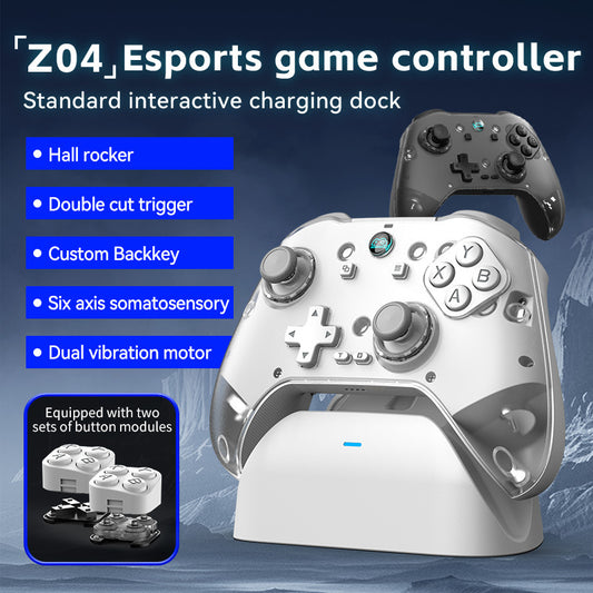 Z04 Pro Wireless Gaming Controller with Magnetic Charging Dock - Bluetooth Gamepad for PC, iOS iPhone, Android Phone, Tablet, Hall Effect Sticks, Dual-Mode Triggers, Replaceable Buttons & Faceplates