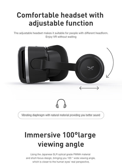 SHINECON G04E/A VR Headset 6th Generation - 3D Virtual Reality Glasses with Headphones & Game Controller for Smartphones | Compatible with iOS Android | 100° FOV | Immersive Mobile VR Gaming & Video Experience