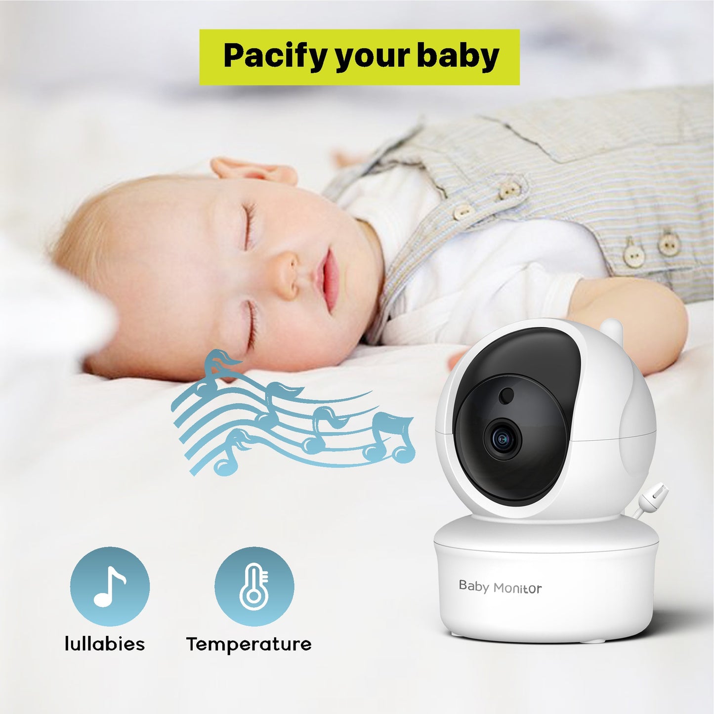Baby360 5-Inch HD Baby Monitor – Night Vision, Motion Detection, Two-Way Audio, Temperature Sensor