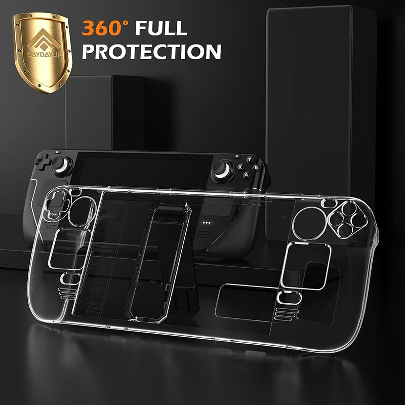 Steam Deck Crystal Clear Case with Stand - Ultra Transparent PC Shell | Scratch-Resistant Protection | 13.2" x 4.9" x 1.7" (335x124x43mm) | Fits All Steam Deck Models
