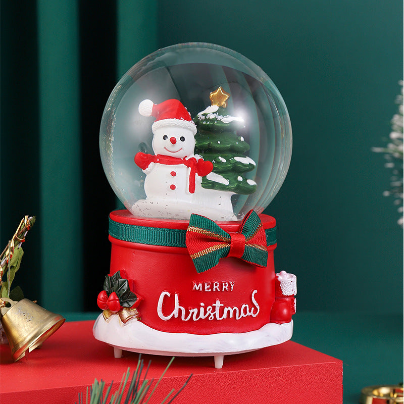 Santa Claus Light-Up Crystal Ball - Automatic Snowfall - Creative Christmas Gift for Classmates - Music Box Desktop Ornament