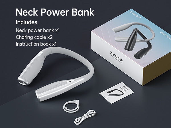 "20W Fast Charging Neck Power Bank for Meta Quest 3/3S | 6000mAh VR Battery Pack | Wearable White ABS Charging Accessory | Extended Playtime (Model: MQ3S-Neck)"