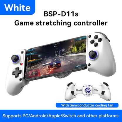 D11/D11S Telescopic Bluetooth Game Controller for Switch/PC/Android/iOS - Hall Effect Triggers, 6-Axis Gyro, Vibration, Xbox Cloud Streaming - White/Black (D11S with Cooling Fan)