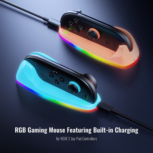 Nintendo Switch 2 Joy-Con Charging Mouse Dock | RGB LED Charging Station with Wireless Optical Mouse | Rechargeable NS2 Controller Dock with RGB Lighting [2025 New Version]