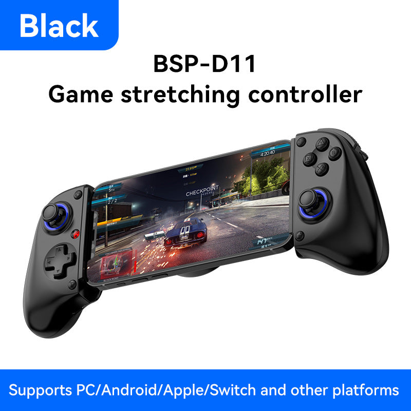 D11/D11S Telescopic Bluetooth Game Controller for Switch/PC/Android/iOS - Hall Effect Triggers, 6-Axis Gyro, Vibration, Xbox Cloud Streaming - White/Black (D11S with Cooling Fan)
