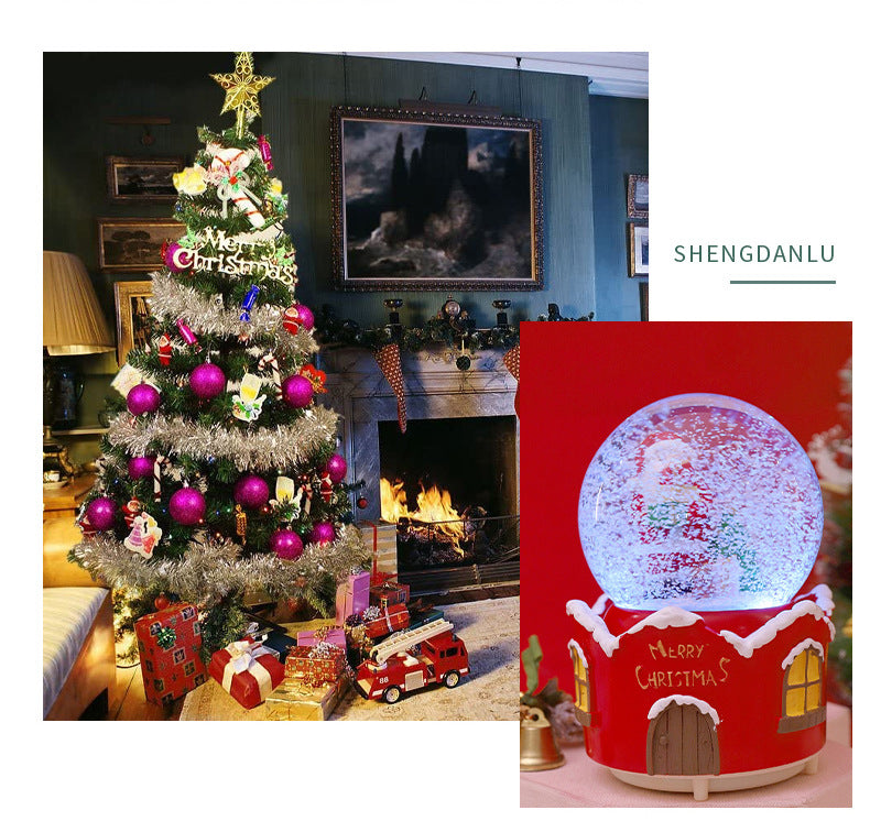Santa Claus Light-Up Crystal Ball - Automatic Snowfall - Creative Christmas Gift for Classmates - Music Box Desktop Ornament
