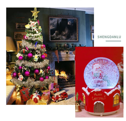 Santa Claus Light-Up Crystal Ball - Automatic Snowfall - Creative Christmas Gift for Classmates - Music Box Desktop Ornament