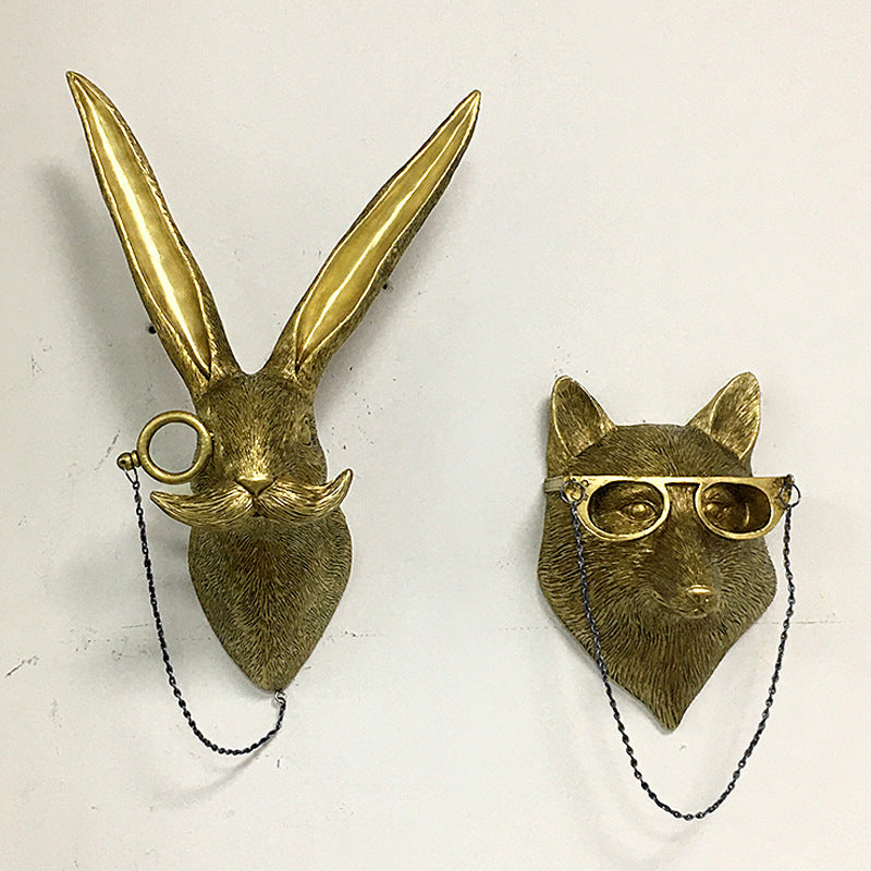 Resin Animal Wall Mount Decor | Faux Copper Animal Heads for Home & Office Decoration