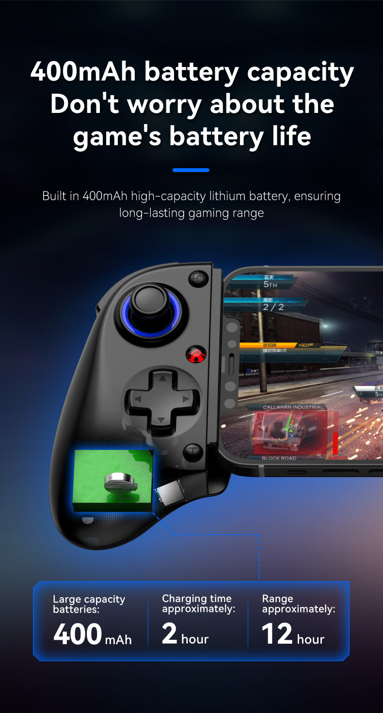 D11/D11S Telescopic Bluetooth Game Controller for Switch/PC/Android/iOS - Hall Effect Triggers, 6-Axis Gyro, Vibration, Xbox Cloud Streaming - White/Black (D11S with Cooling Fan)