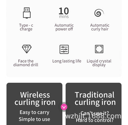 Portable USB Charging Automatic Curler with Wireless LCD Display - Multifunctional and Intelligent Hair Styling Tool