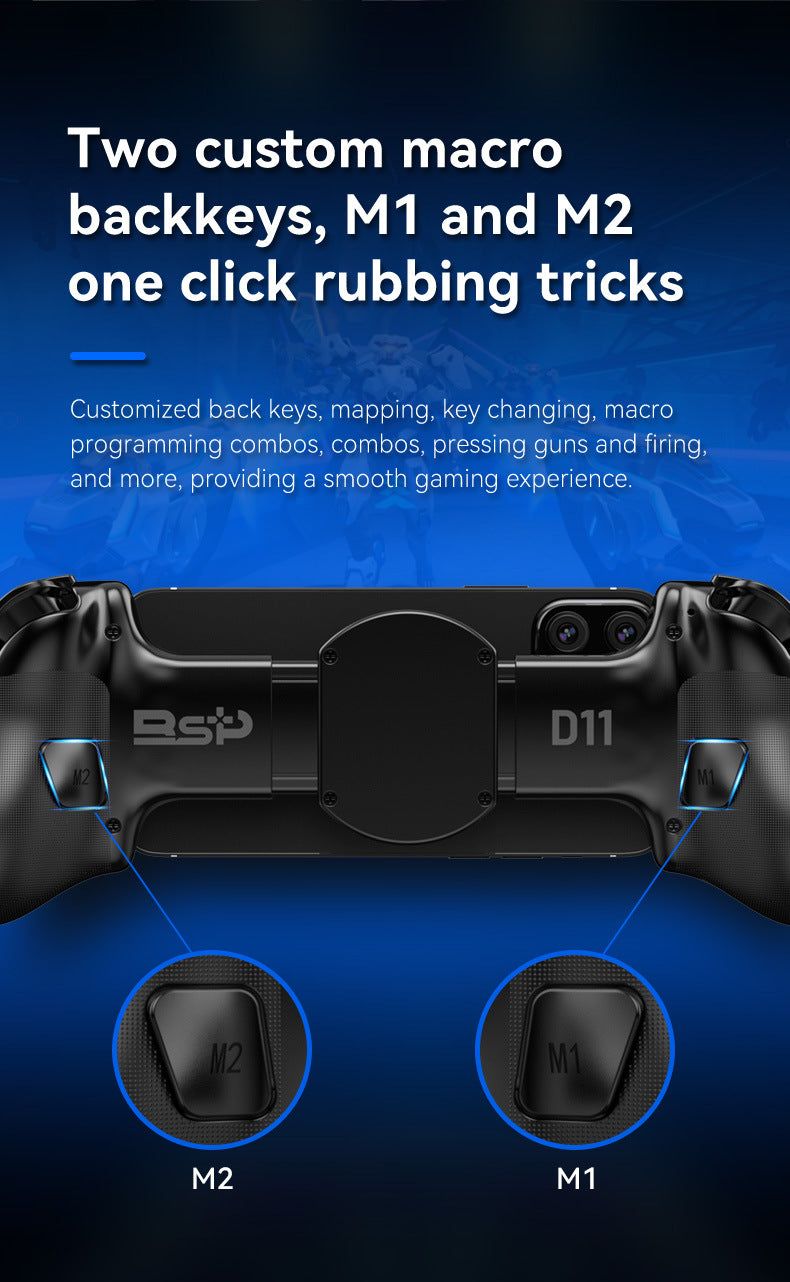 D11/D11S Telescopic Bluetooth Game Controller for Switch/PC/Android/iOS - Hall Effect Triggers, 6-Axis Gyro, Vibration, Xbox Cloud Streaming - White/Black (D11S with Cooling Fan)