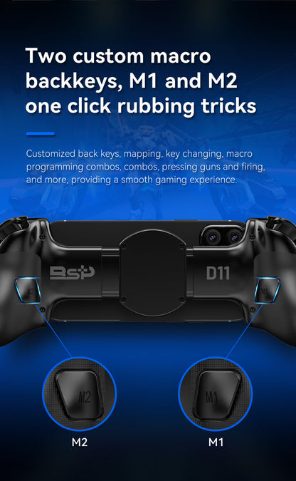 D11/D11S Telescopic Bluetooth Game Controller for Switch/PC/Android/iOS - Hall Effect Triggers, 6-Axis Gyro, Vibration, Xbox Cloud Streaming - White/Black (D11S with Cooling Fan)