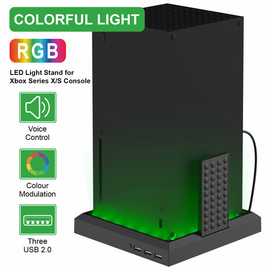 Xbox Series X/S Controller Charging Dock with RGB LED Base & Ambient Lighting | Officially Licensed Cooling Stand for Xbox Series X/S Console | Dual Controller Charger Station with 7-Color RGB Effects [Australia Stock]