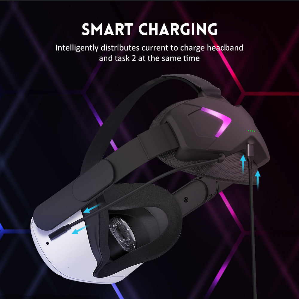 VR Power Strap for Meta Quest 2 – Elite-Style Head Strap with 5000mAh Battery Pack – Adjustable Comfortable Design, Face Pressure-Free, Lightweight VR Charging Headband for Oculus Quest 2 (Black)