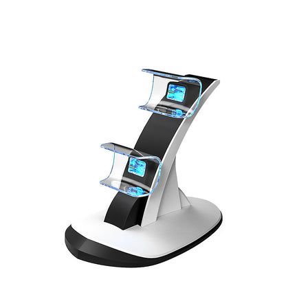 PS5 Dual Controller Charging Station with Blue LED Indicators | Fast Wireless Charger Dock for Sony PlayStation 5 | 4.7×3×7in Compact Design | Includes 31in Type-C Cable (Official Style)