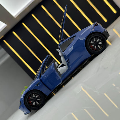 Tesla Roadster 1:24 Scale Die-Cast Alloy Car Model – Pull-Back & Sound/Light Effects, Music Playback, Collectible Electric Supercar Toy for Kids & Adults