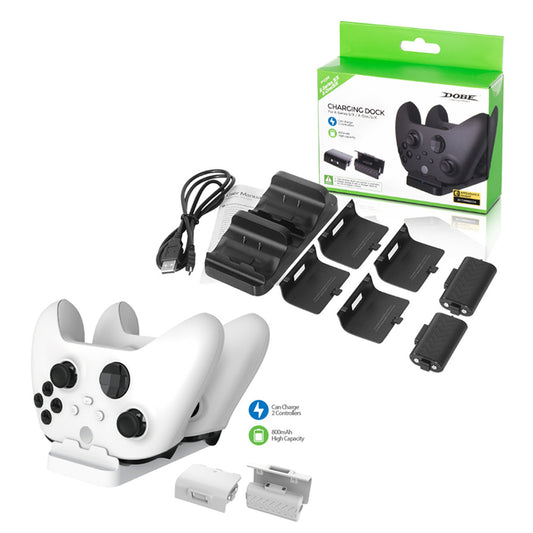 "Xbox Series X/S & One Controller Dual Charging Station | Fast Wireless Charger Dock for Xbox One/X/S Controllers | Includes 2 Rechargeable Batteries | 5.7×1.6×5.3in Slim Design | USB Powered (Black)"