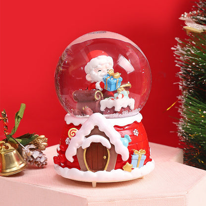 Santa Claus Light-Up Crystal Ball - Automatic Snowfall - Creative Christmas Gift for Classmates - Music Box Desktop Ornament