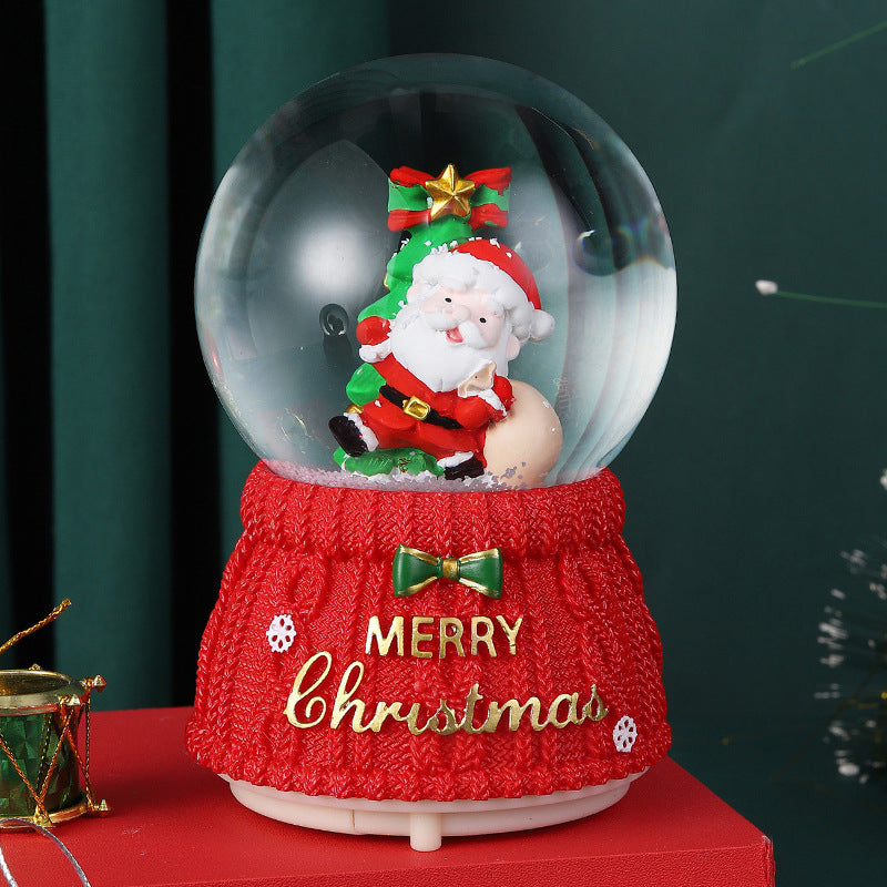 Santa Claus Light-Up Crystal Ball - Automatic Snowfall - Creative Christmas Gift for Classmates - Music Box Desktop Ornament