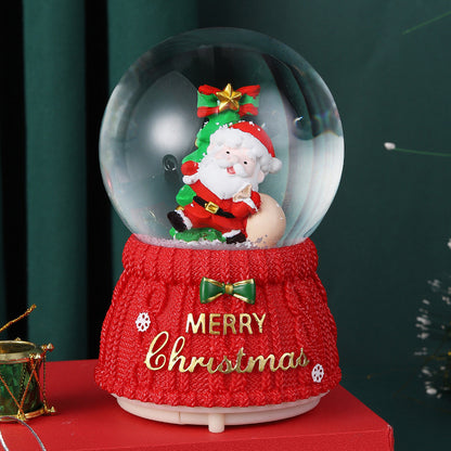 Santa Claus Light-Up Crystal Ball - Automatic Snowfall - Creative Christmas Gift for Classmates - Music Box Desktop Ornament