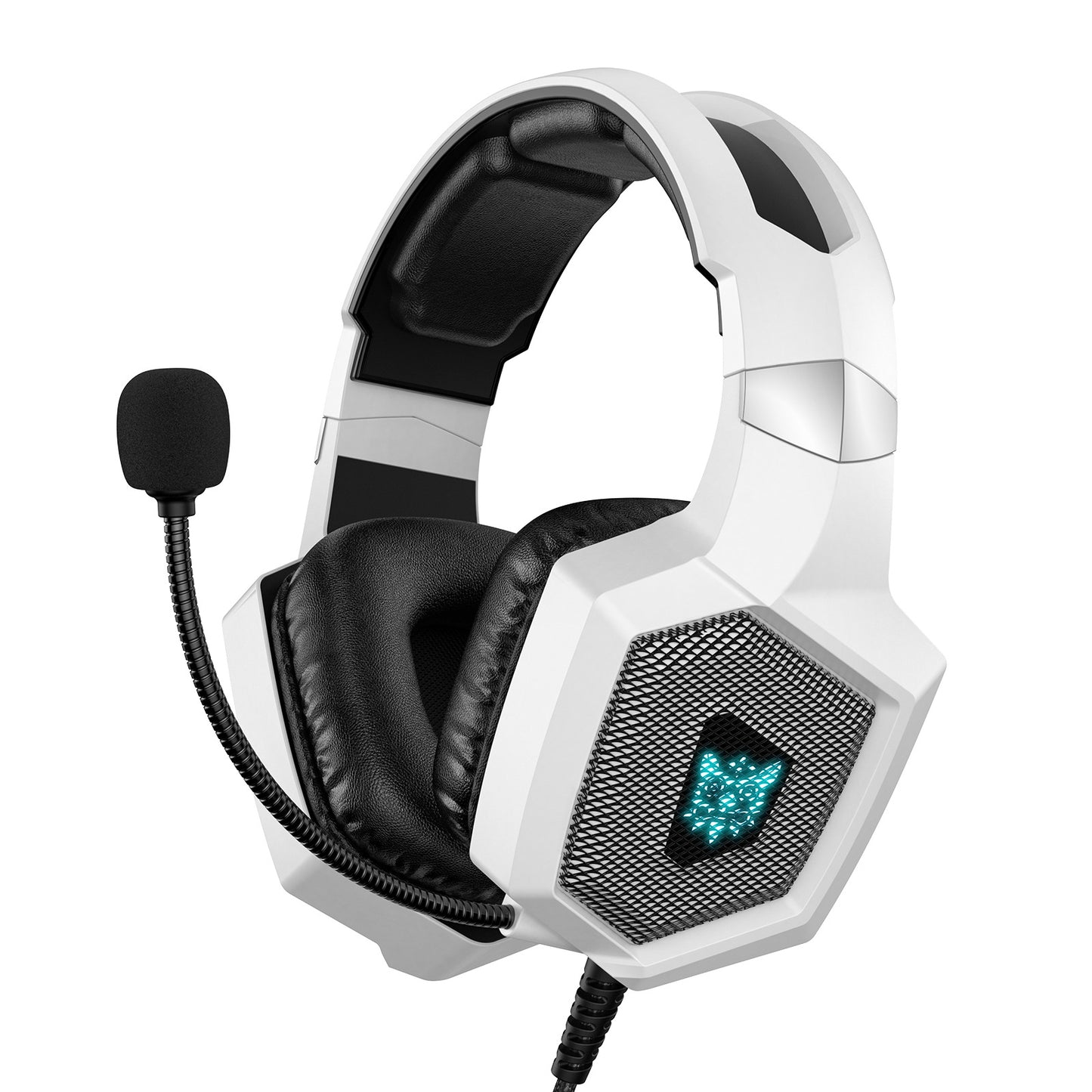 RGB Gaming Headset with Microphone - Wired Over-Ear Headphones for PC/Phone | 3.5mm Jack | 20-20,000Hz Stereo Sound | Black/White