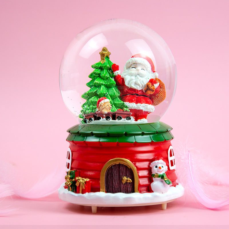 Santa Claus Light-Up Crystal Ball - Automatic Snowfall - Creative Christmas Gift for Classmates - Music Box Desktop Ornament