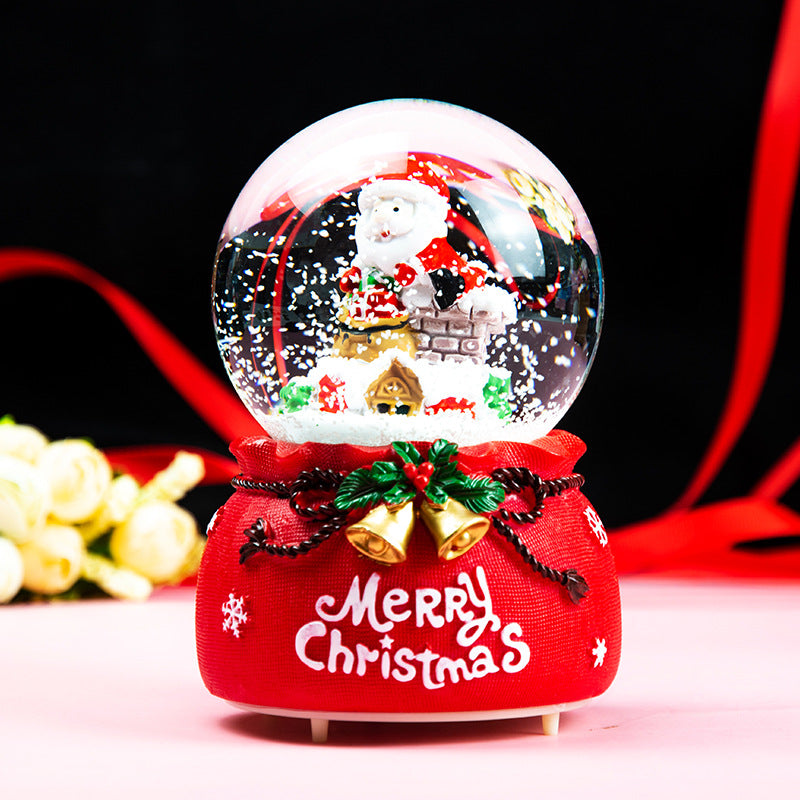 Santa Claus Light-Up Crystal Ball - Automatic Snowfall - Creative Christmas Gift for Classmates - Music Box Desktop Ornament