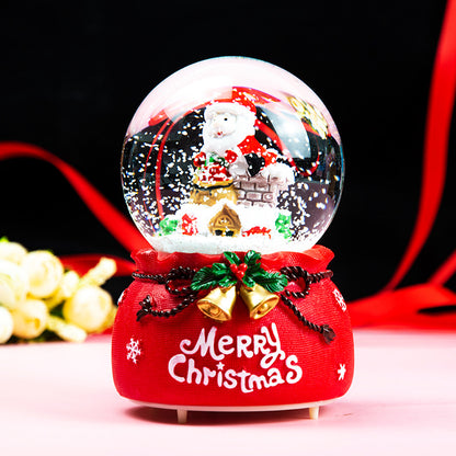Santa Claus Light-Up Crystal Ball - Automatic Snowfall - Creative Christmas Gift for Classmates - Music Box Desktop Ornament